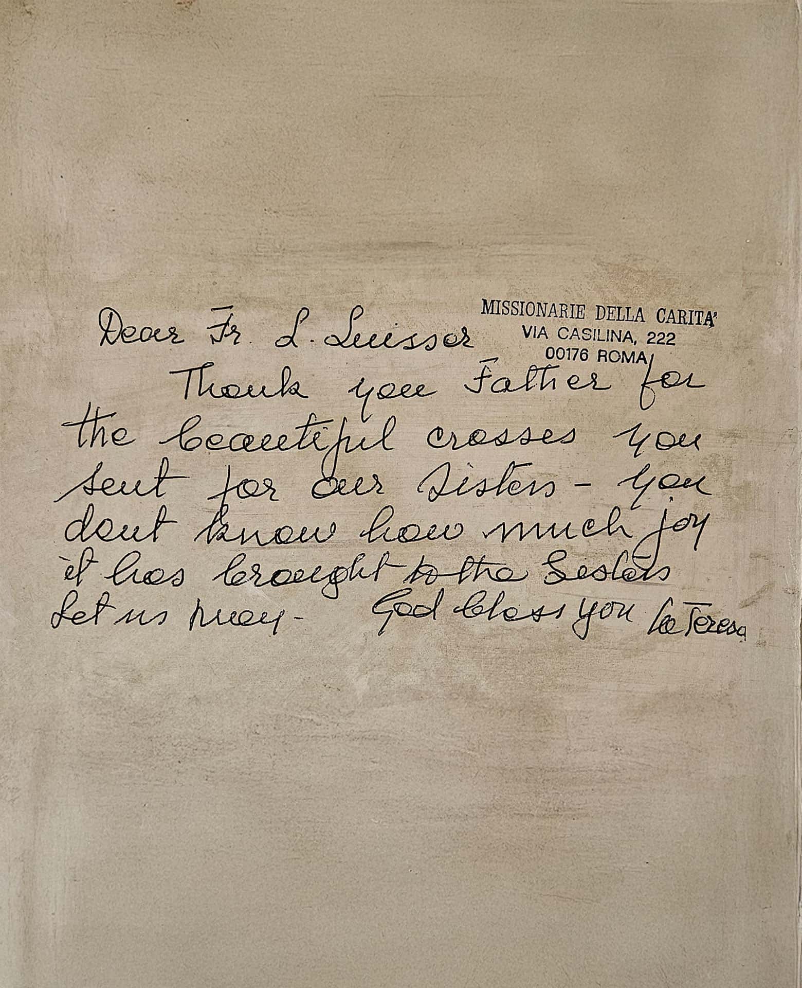 Mutter Teresa Haus Brief Geschichte